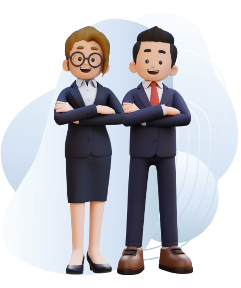 Illustrazione che raffigura un uomo e una donna con completo